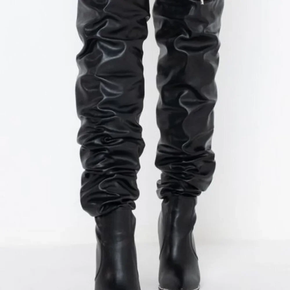 AZALEA WANG UP ALL NIGHT  STILETTO BOOT IN BLACK ( BRAND NEW !!!!!!!!! )